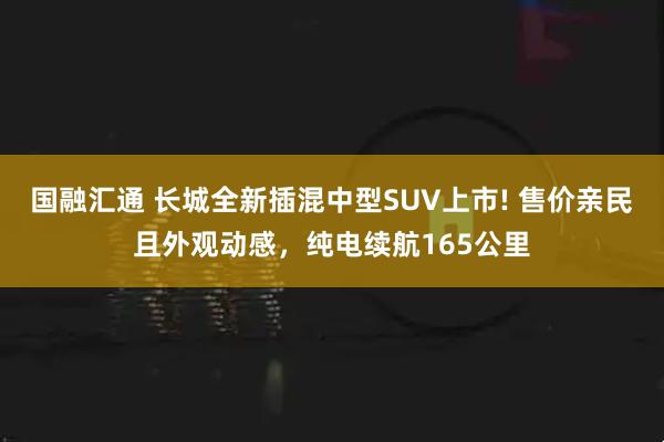 国融汇通 长城全新插混中型SUV上市! 售价亲民且外观动感,纯电续航165公里